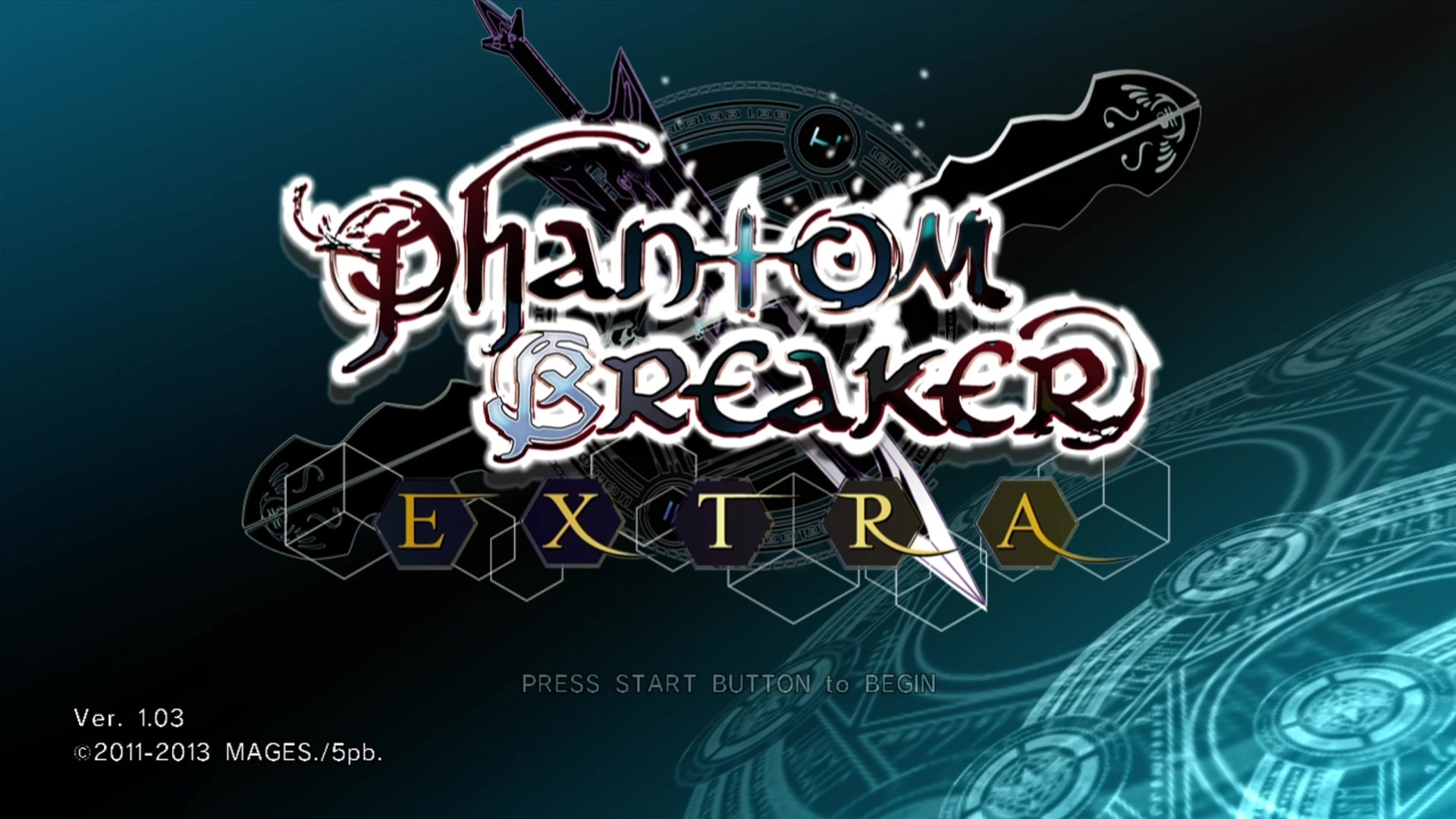 Phantom Breaker: Extra [Limited Edition] title screen for Xbox 360
